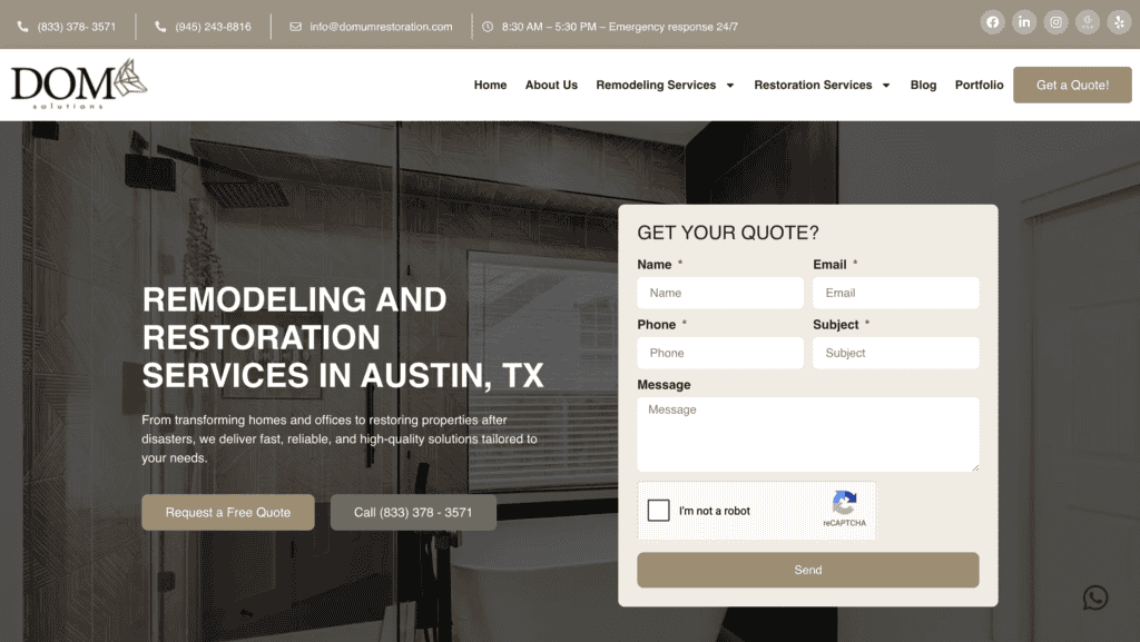 Austin TX remodeling and restoration services by DOM Solutions.