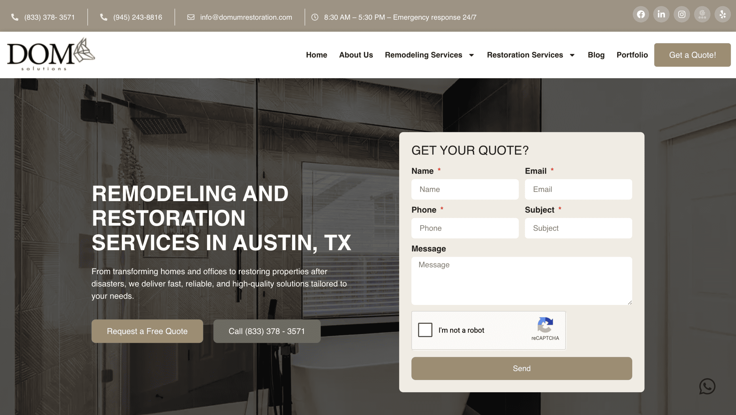 Austin TX remodeling and restoration services by DOM Solutions.