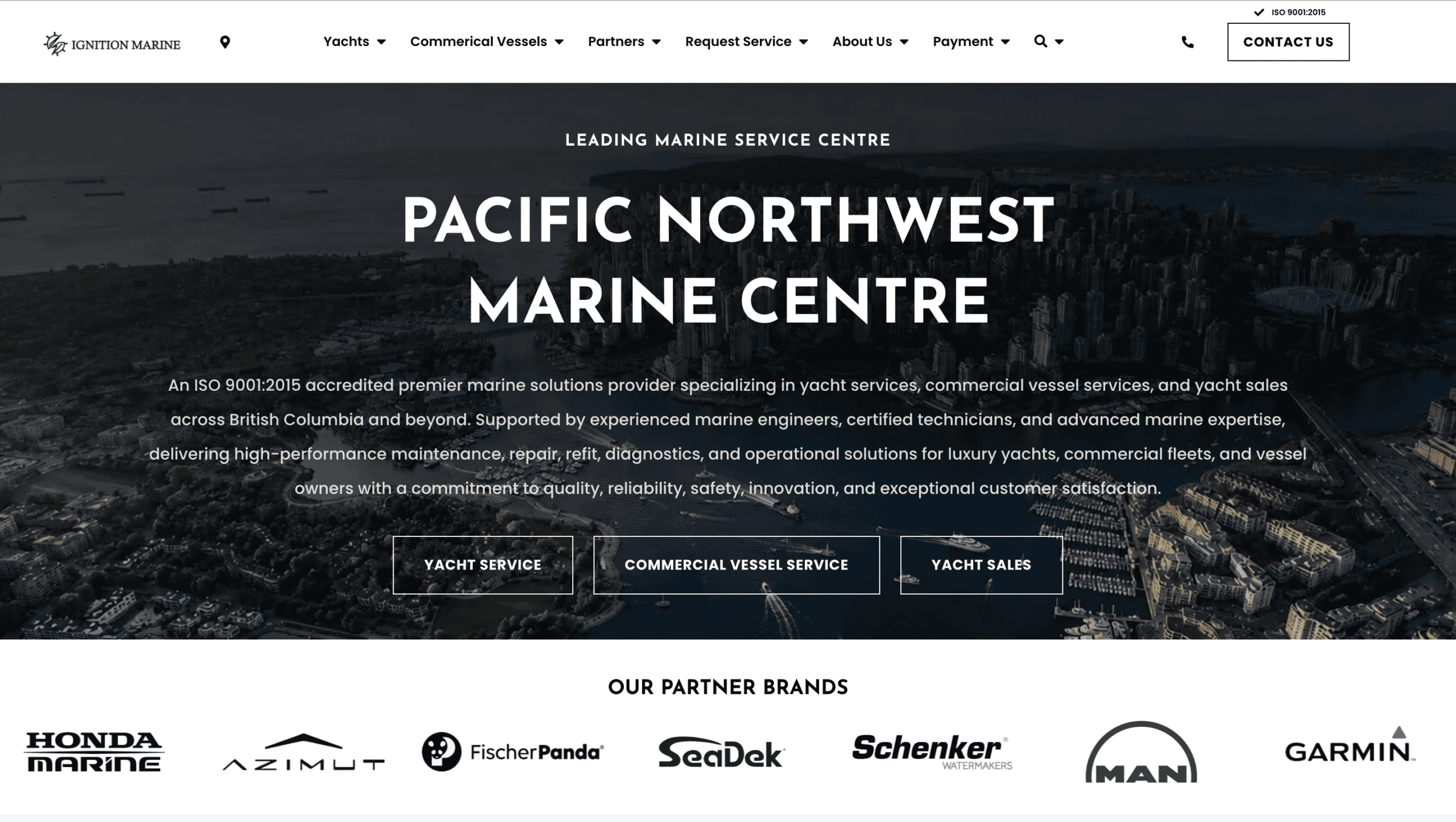 Marine service centre with yacht sales and service in Pacific Northwest.