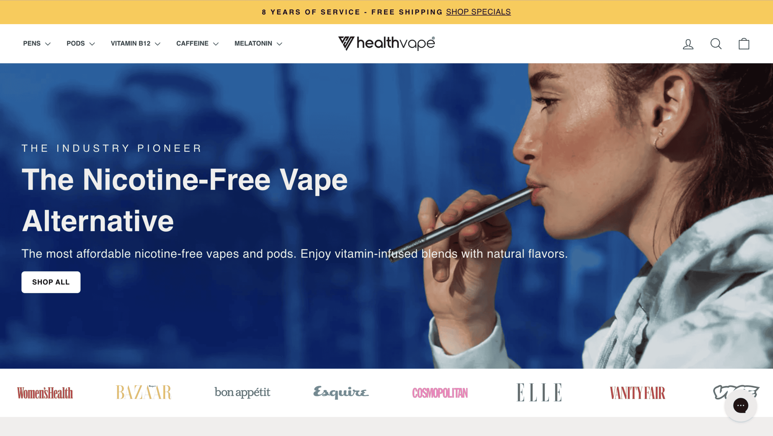 Woman using a nicotine-free vape device for healthier vaping.