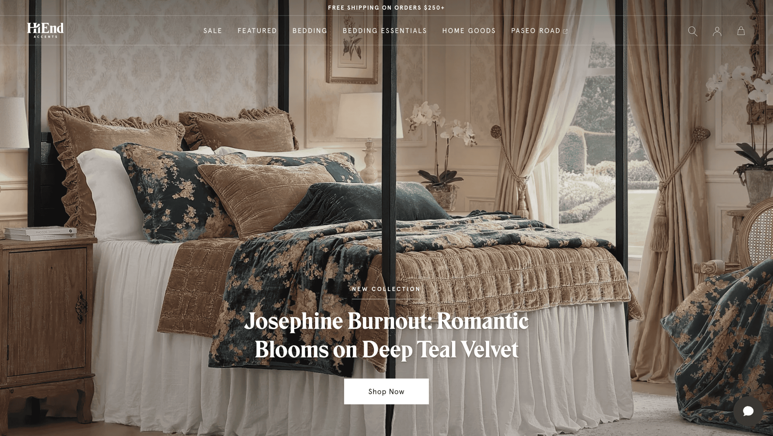 Elegant bedroom with deep teal velvet bedding and floral accents for romantic decor.