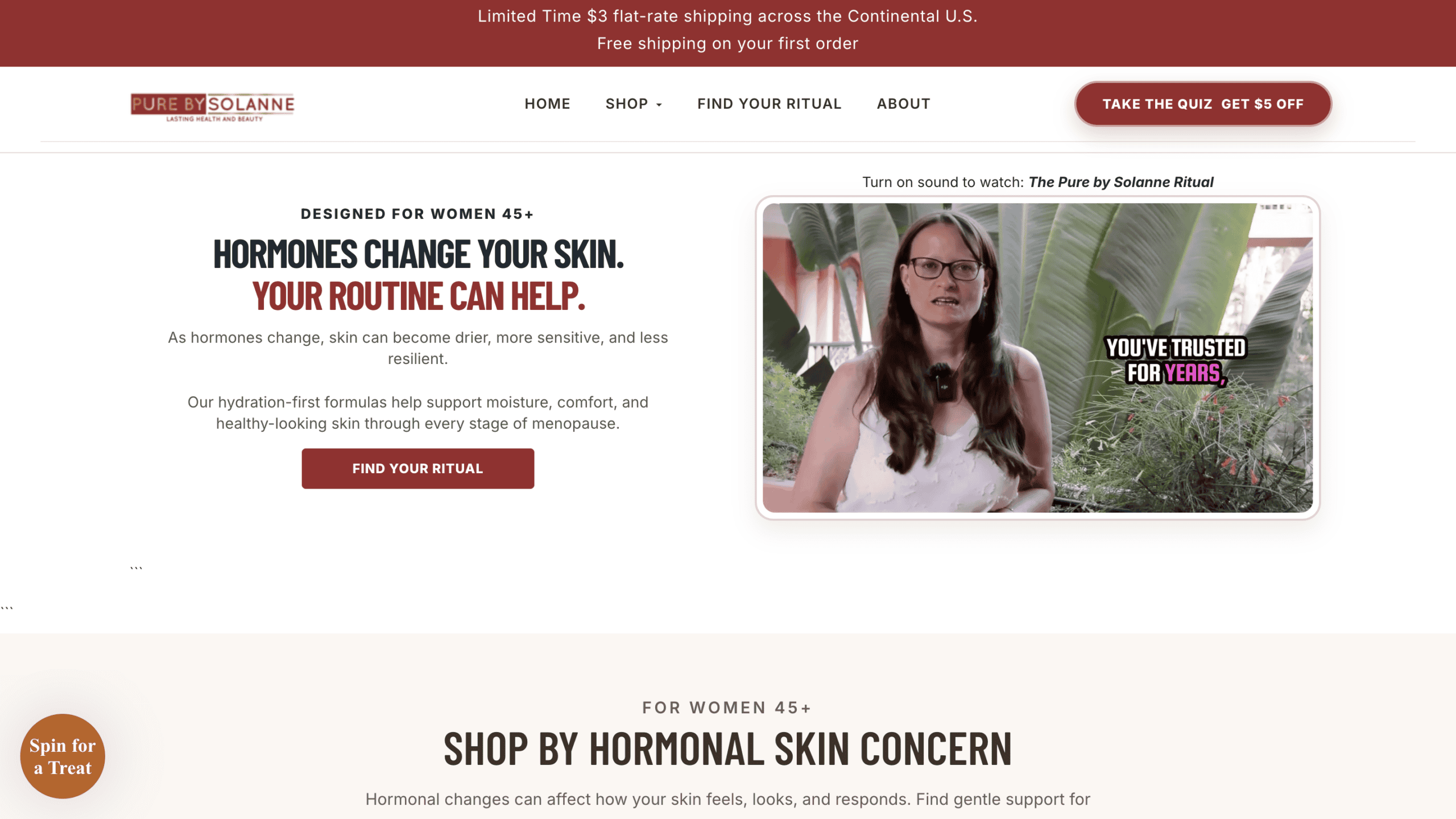 Hormonal skin care for women 45+ by Pure by Solanne.